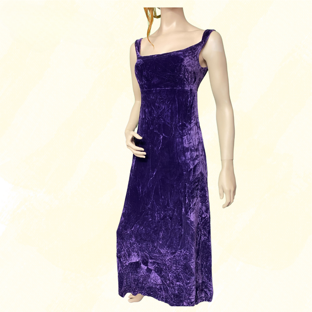 Lisa Ho Deep Purple Velvet Maxi Party Gown - Purple - 10