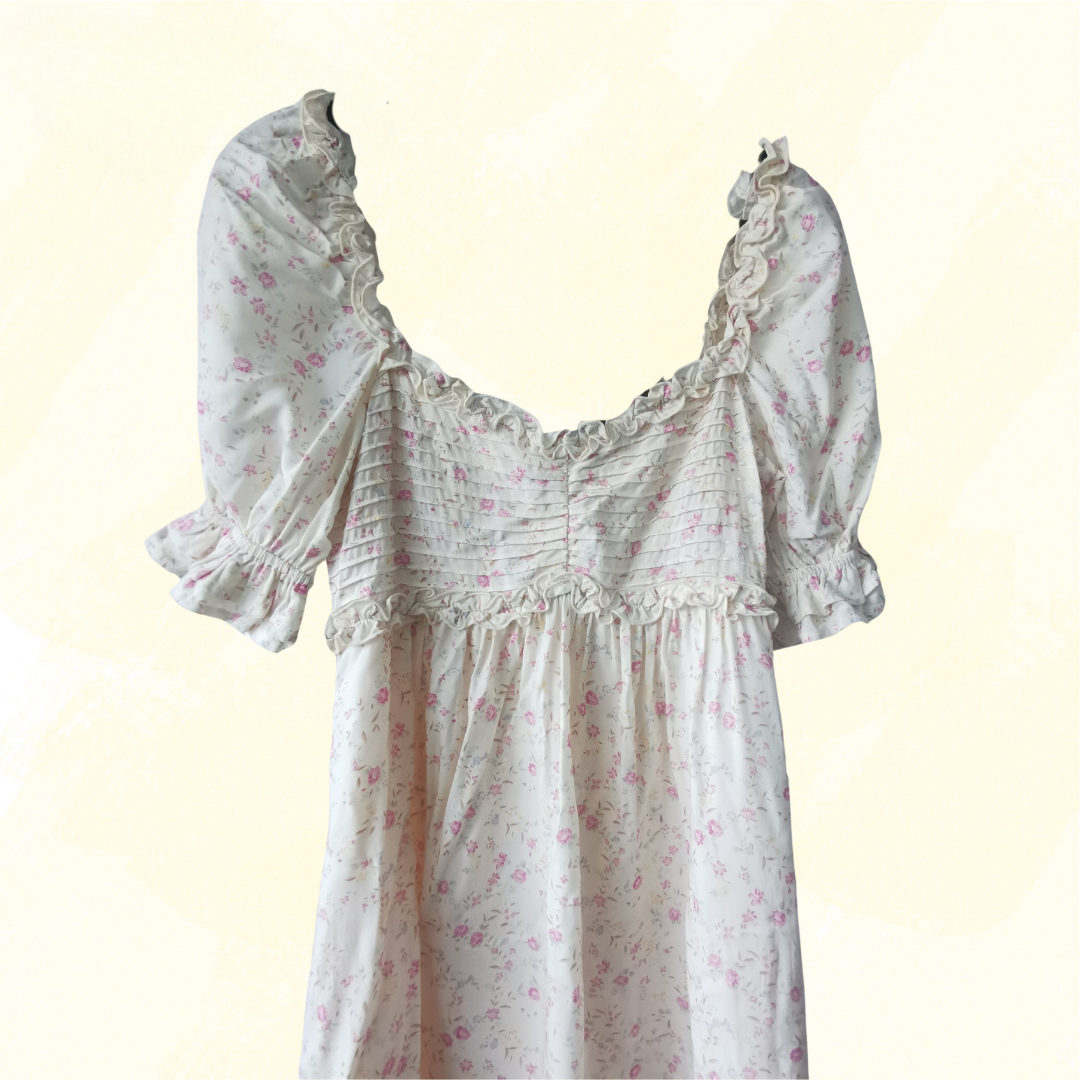 Auguste Floral Dress - Size 6 - Cream