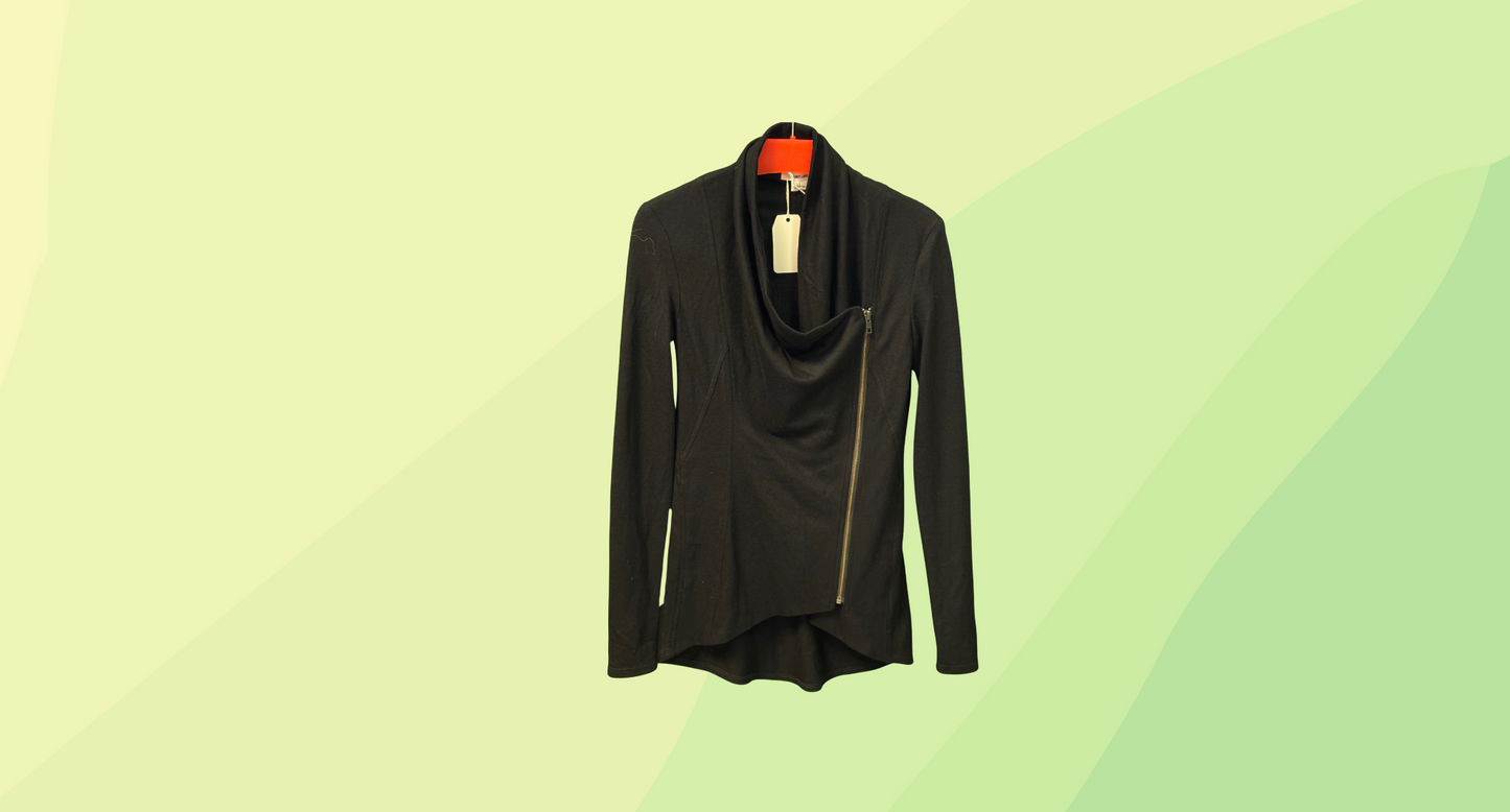 Helmut Lang Wool Asymmetric Zip Jumper - Size P - Black