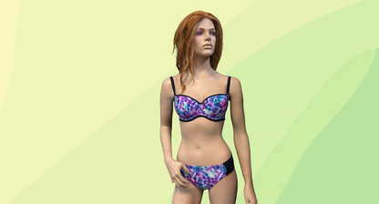 Panache Swim 2Pce Set - Aspyn Padded Balconette Bra & Gather Pant - 10/10E - Tie Dye