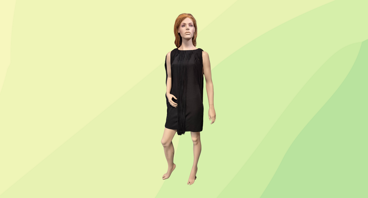 Top Shop Kate Moss Fringed Dress - Size 10 - Black