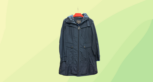 Cole Haan Packable Rain Jacket with Bag & Hood - M - Coastal Blue