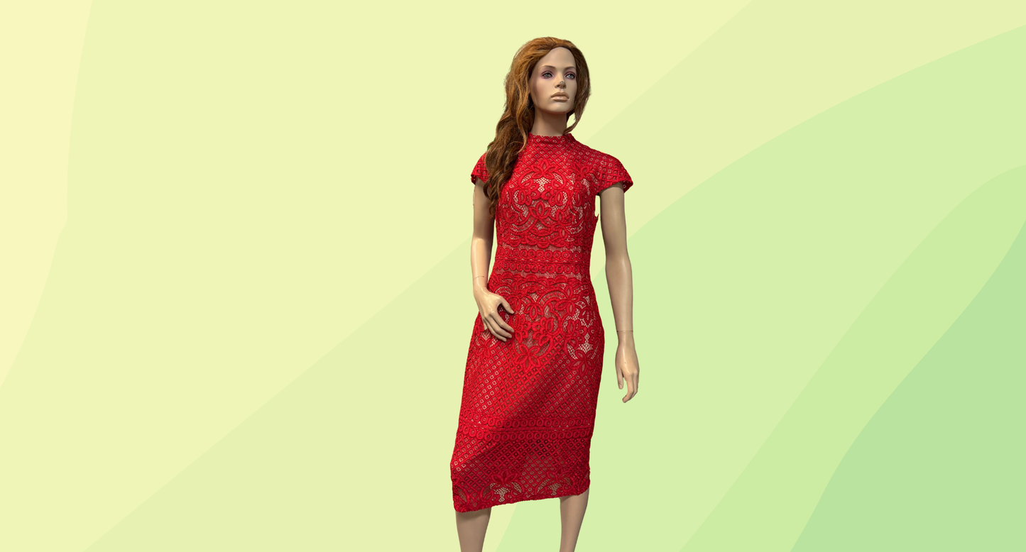Lover Libra Midi Dress RRP $895 - Size 14 - Red