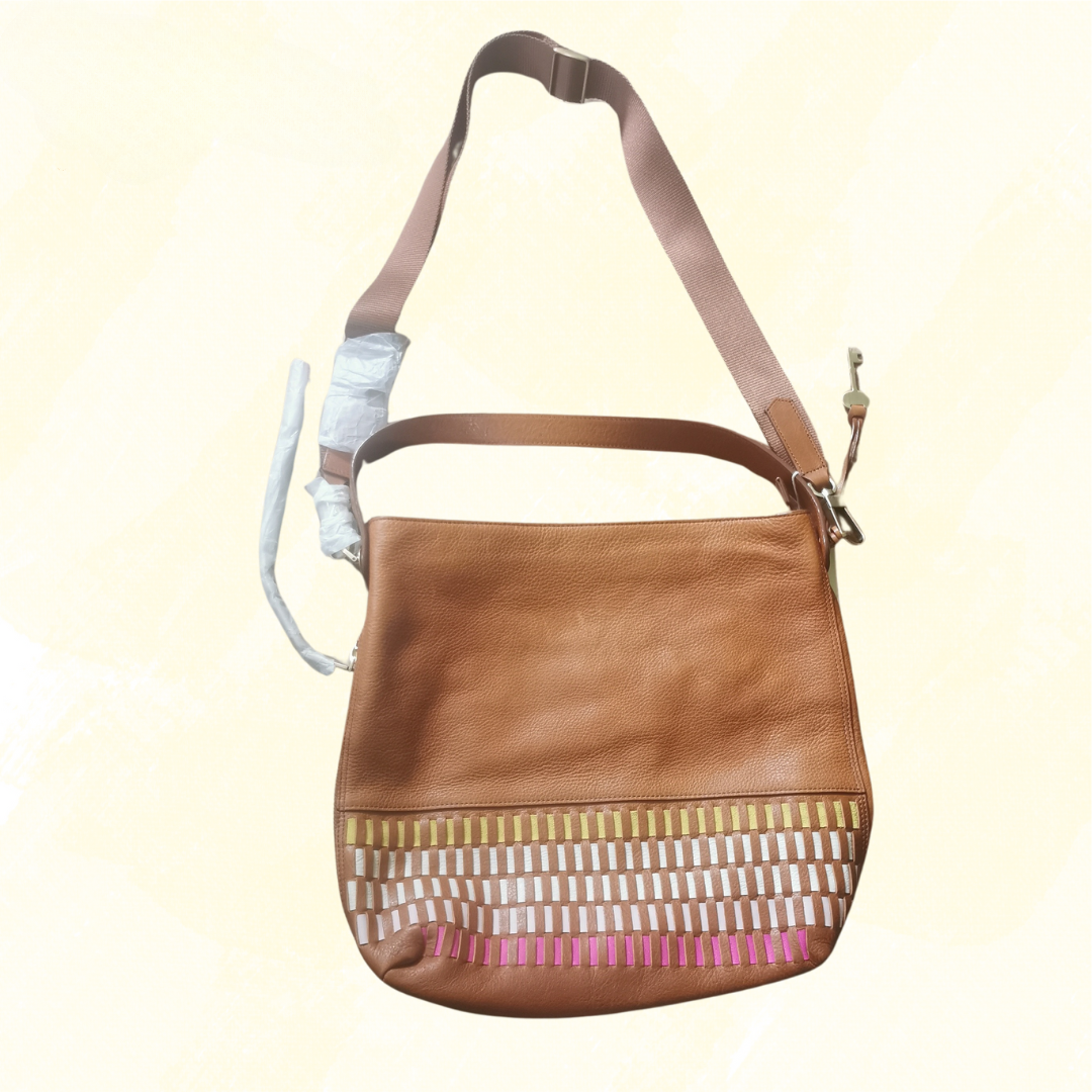 Fossil Woven Weave Shoulder Top Handle Bag - Tan