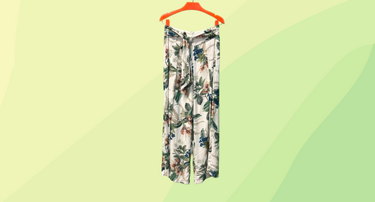 Sheike High Waist Wide Leg Botanical Pants - Size 14 - Cream Floral