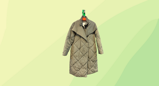 Country Road Recycled Polyester Wrap Longline Puffer - Size 8 - Deep Khaki