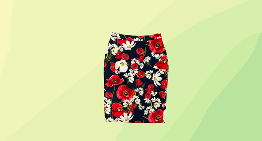 Leona Edmiston Midi Pencil Skirt - Size 12 - Navy/Red Floral