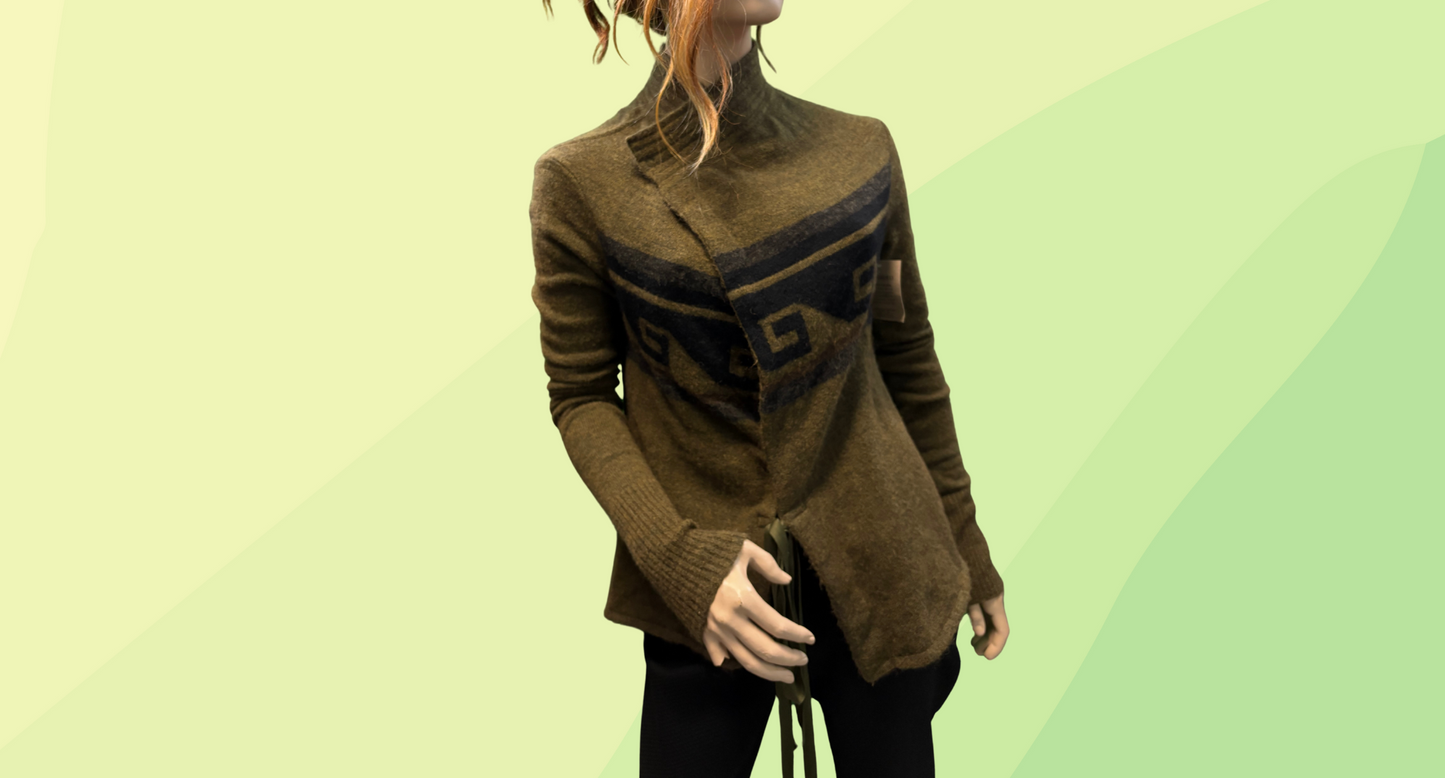 Isabel Marant Knitted Wrap Cardigan - Size 42 (L) - Khaki Green