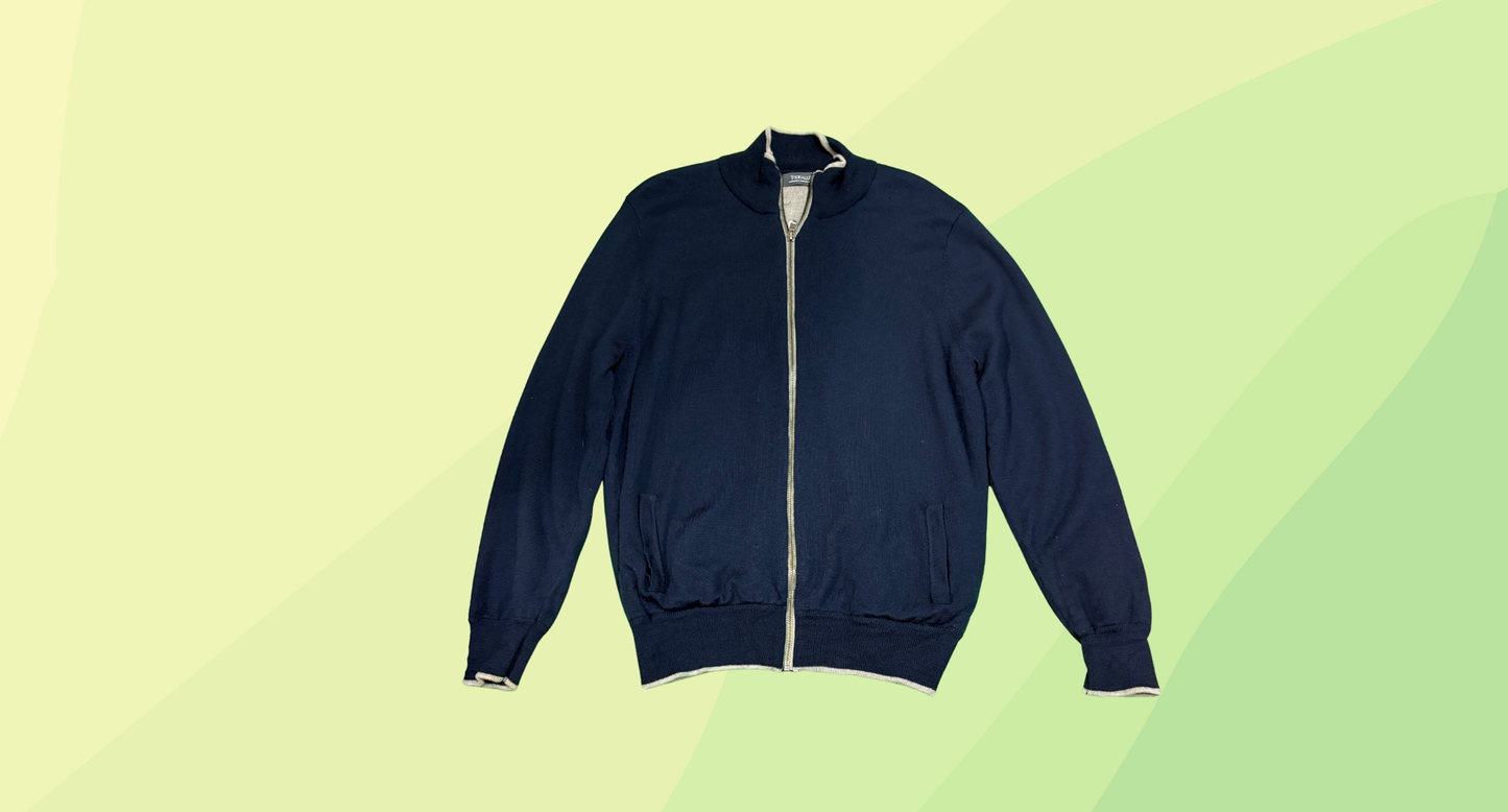 Toorallie Mens Merino Wool Cardigan - L - Navy