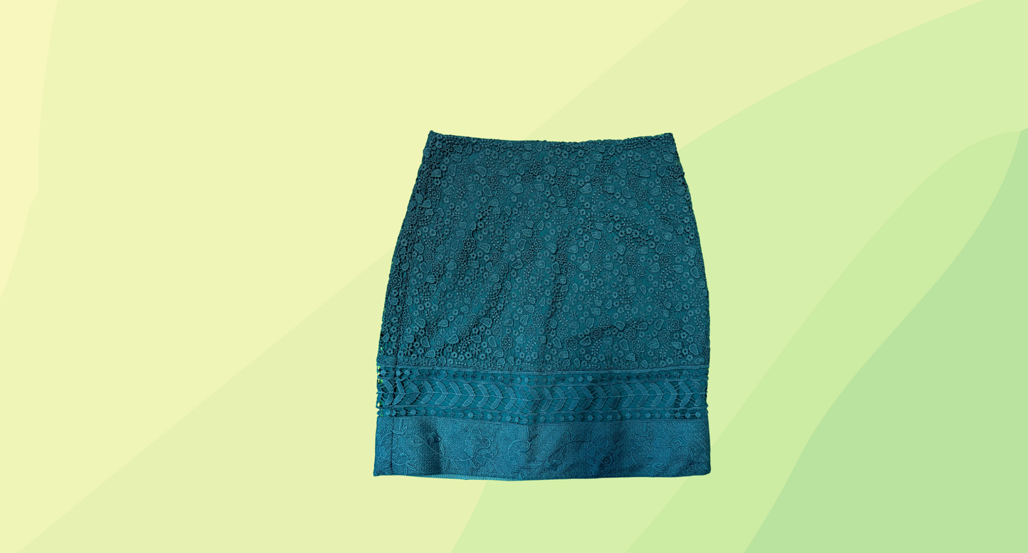 Marcs Lace Look Mini Skirt - Size 6 - Emerald