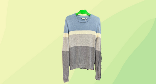 Blaq Melbourne Mens Engineered Stripe Knit - S - Grey/Blue&White Stripe