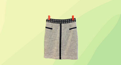 Farage Tweed Skirt - Size 10 - Grey/Black