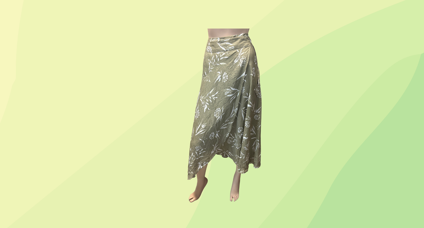Sportscraft Khalo Wrap Skirt RRP $169.99 - Size 14 - Khaki/White