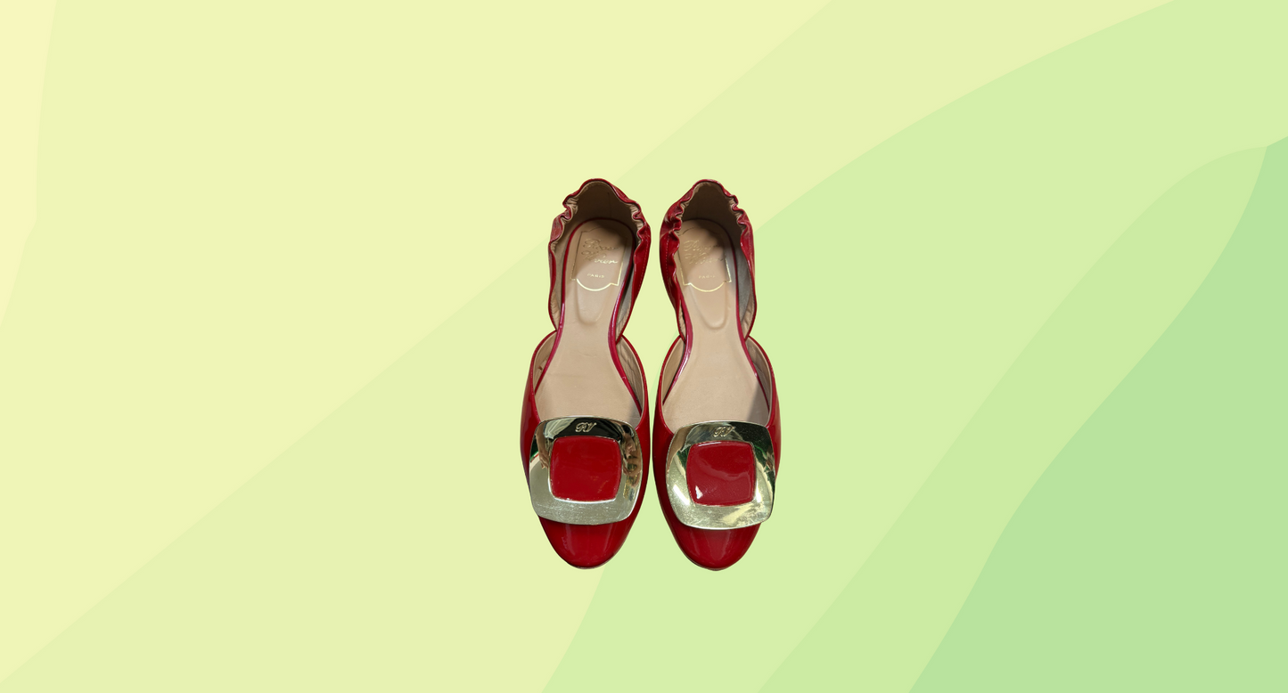 Roger Vivier Patent Leather Ballet Shoe - Size 36 - Red