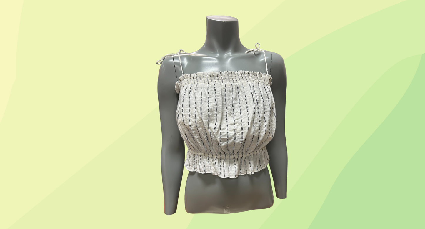 Kookai Hollyn Strappy Top RRP $120 - Size 40 - White/Blue Stripe