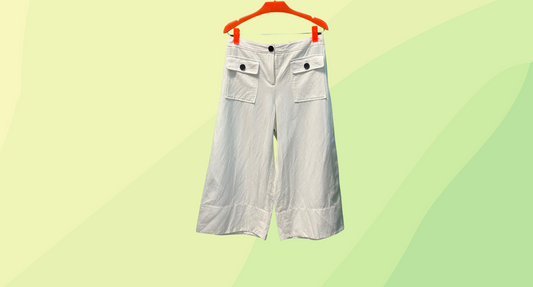 Veronika Maine Linen Wide Leg Cropped Pants - Size 10 - White