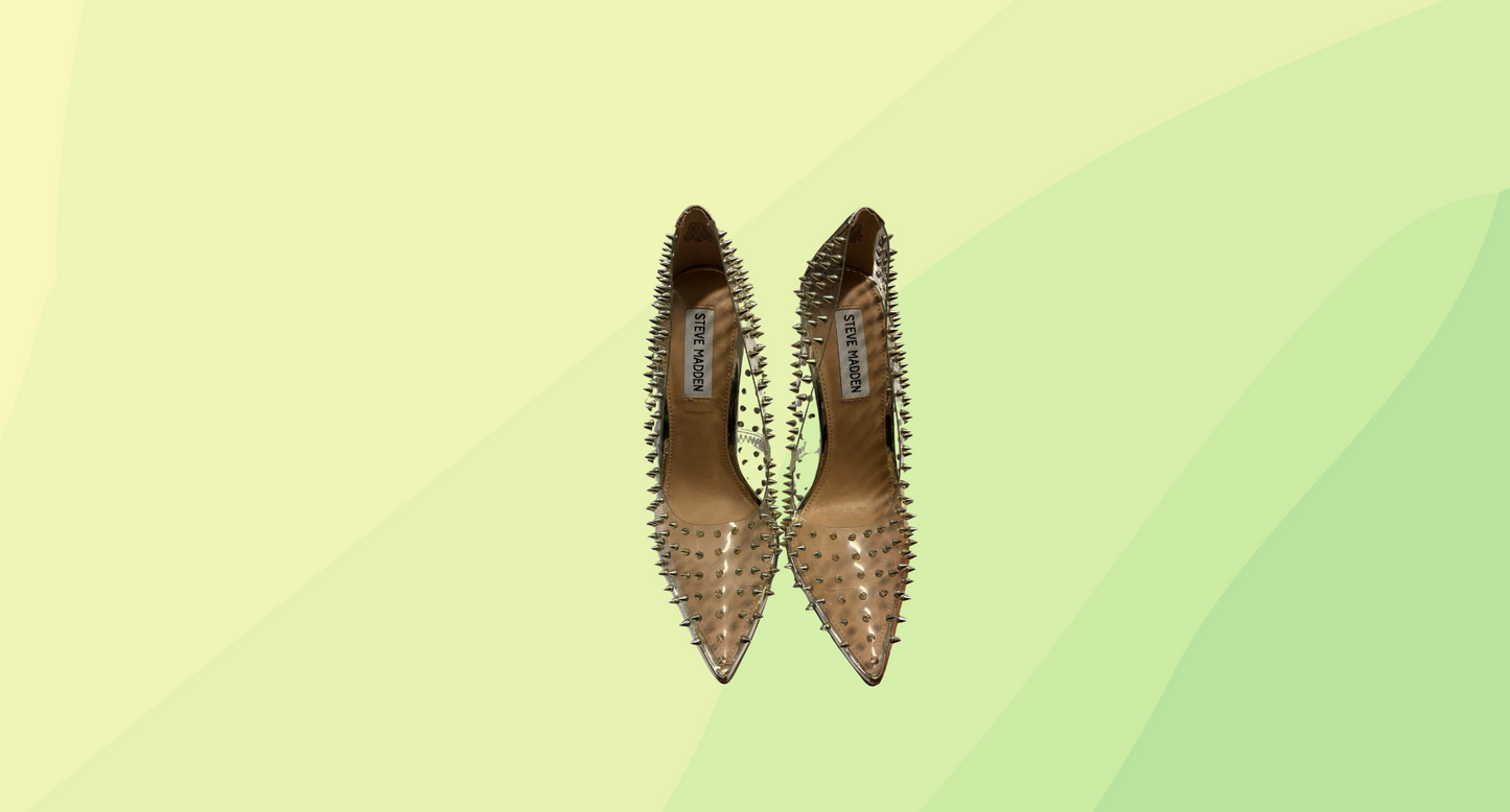 Steve Madden Spike Heels - Size 37.5 - Clear & Gold
