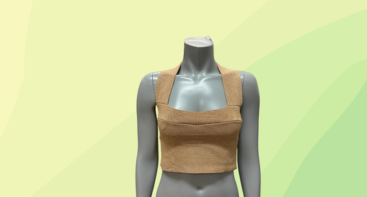 Sheike Cropped Knit Top - M - Gold