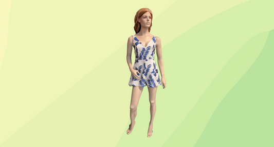Kookai Playsuit - Leaves Pattern - Size 40 - Grey/Blue