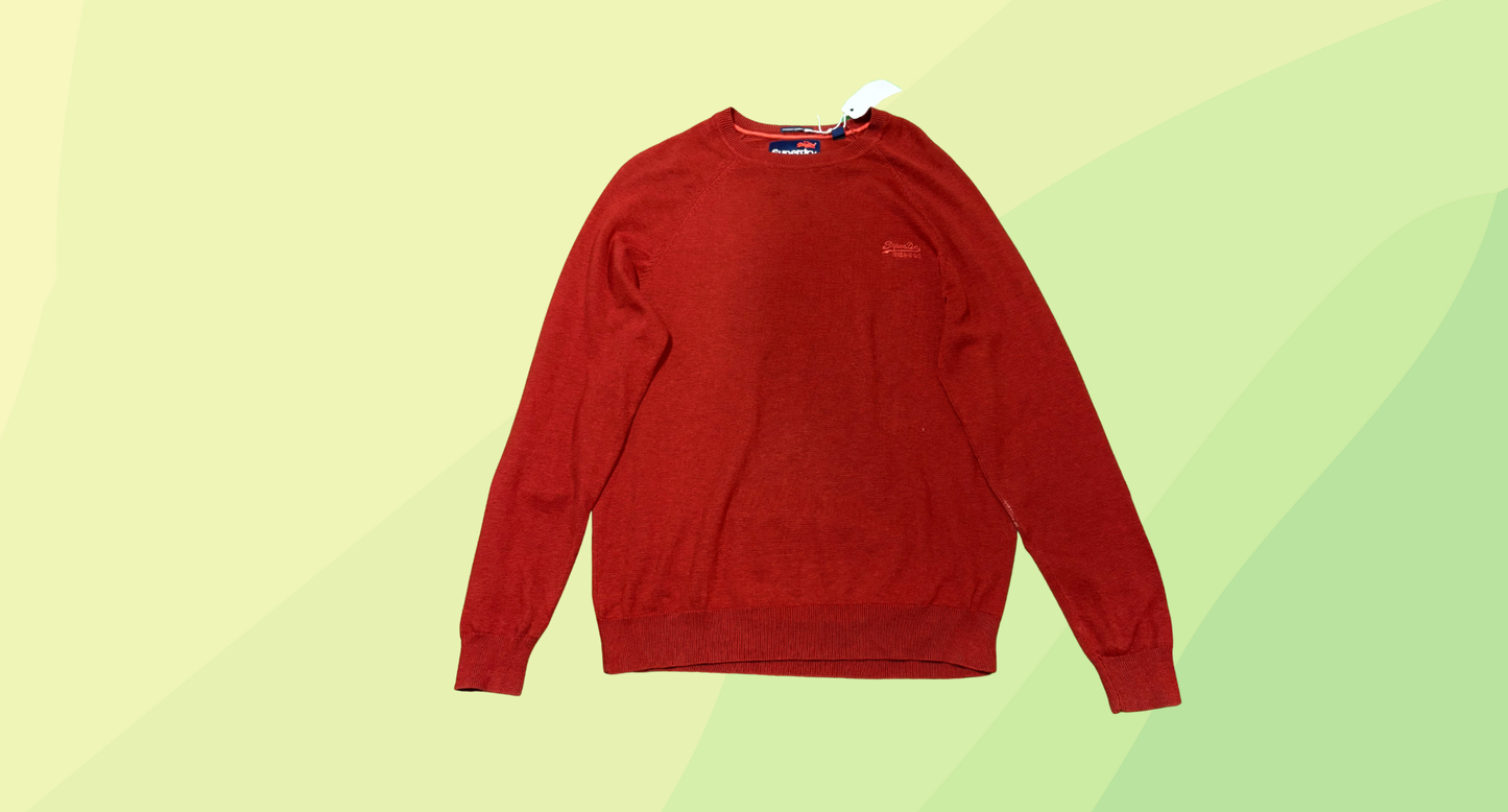 Superdry Mens Crewneck Knit Pullover - M - Rust