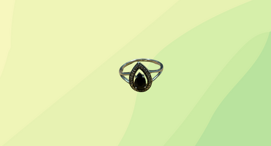 Silver Sapphire Teardrop Ring Size 'O 1/2'