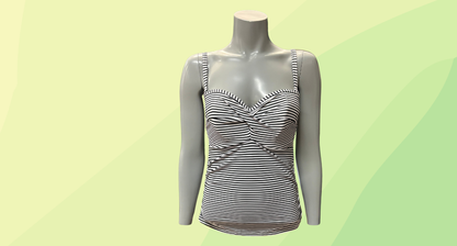 Panache Swim Anya Stripe Tankini Top - 10E - Black/White