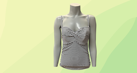 Panache Swim Anya Stripe Tankini Top - 10E - Black/White