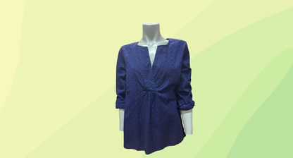 Noni B Cotton Broderie Tunic RRP $99.99 - Size 12 - Evening Blue