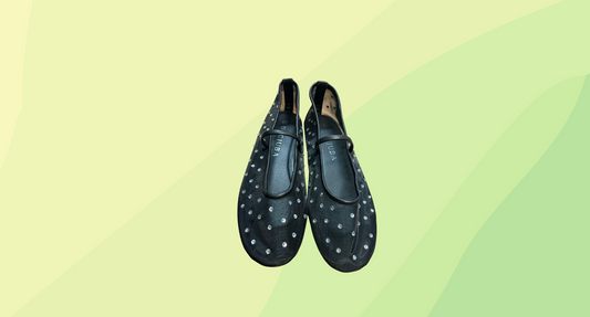 Decjuba Round Toe Diamonte Ballet Flat - Size 40 - Black