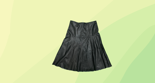 Seed Leather Midi Skirt - Size 12 - Black