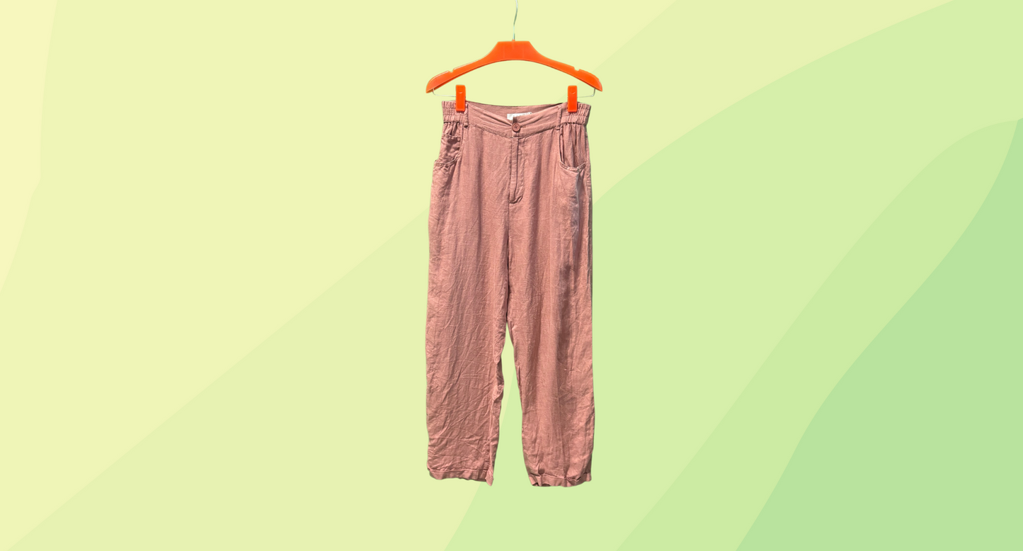 Aere Linen Pants - Size 12 - Dusty Pink