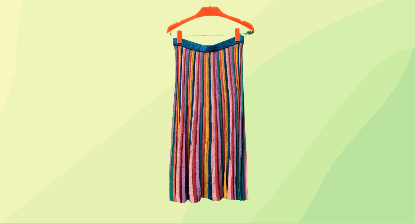 Gorman Pleated Knit Maxi Skirt - Size 14 - Rainbow