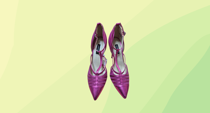 Nine West Terry Leather T-Bar Pumps - Size 6 - Pink