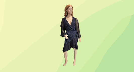 Keepsake Long Sleeve Wrap Dress - XL - Black/Blue Dots