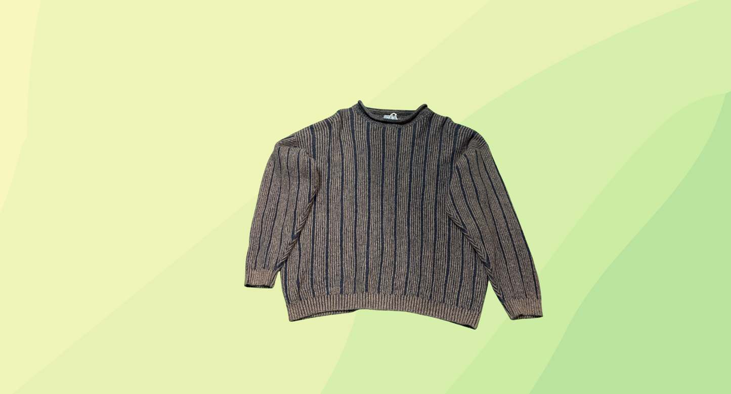 Agnona Cashmere Sweater - S - Brown/Navy Stripe