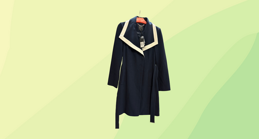 Portmans Snap Button Trench Coat RRP $149.95 - Size 10 - Navy/Ivory