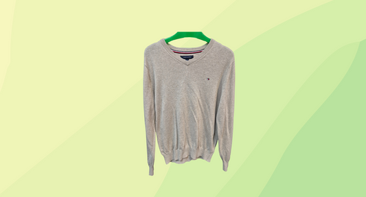 Tommy Hilfiger Mens V-Neck Knit Pullover - M - Tan