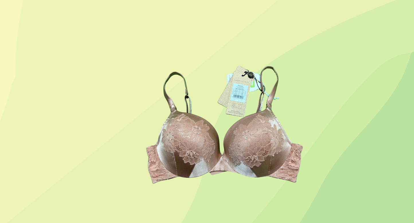 Pleasure State Sensuale Silk Push Up Plunge Bra RRP $179.95 - Size 12D - Dusty Pink