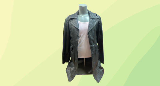 Caza Cueros Vintage Leather Longline Jacket - Size 12 - Black