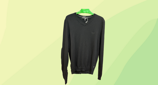 Hugo Boss Mens V Neck Extrafine Merino Sweater - L - Black