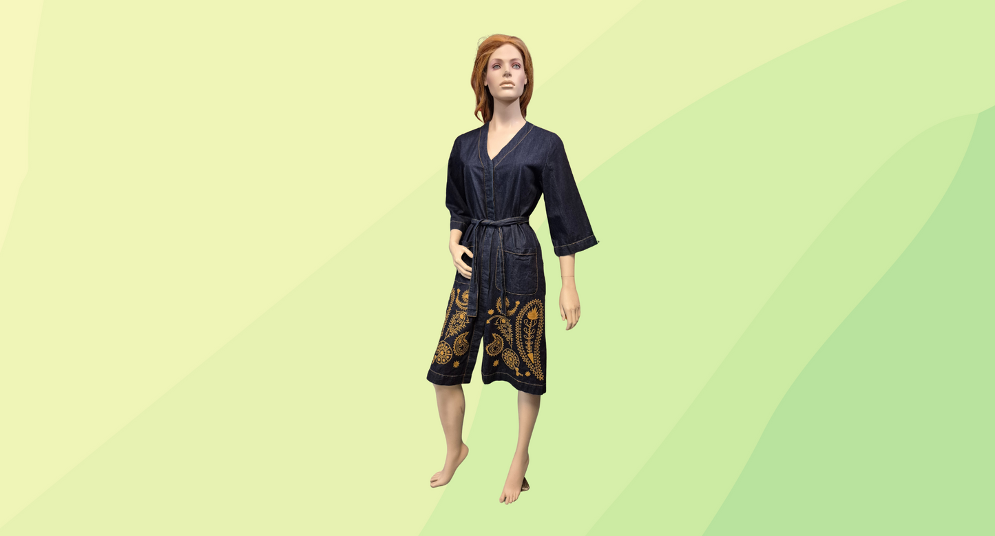 Gorman Denim Dress with Embroidered Hem - Size 10