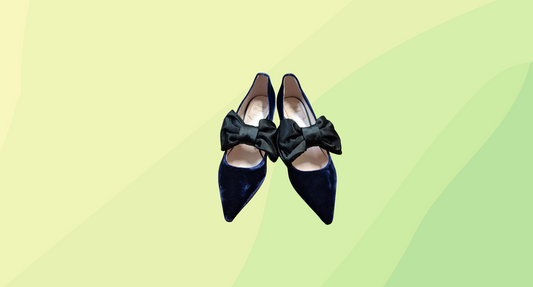 Roger Vivier Courbette Bow Dec Shoes - Velvet - Size 36.5 - Blue