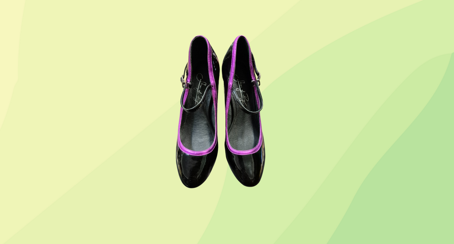 Shoes of Prey Patent Leather Pump - Size 37.5 - Black/Metallic Pink
