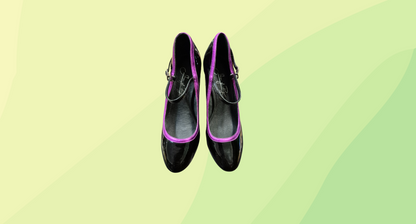 Shoes of Prey Patent Leather Pump - Size 37.5 - Black/Metallic Pink
