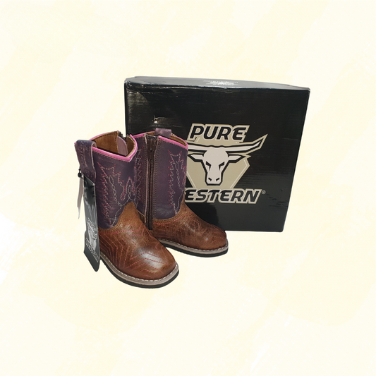 Pure Western	 Toddler Hadley Boots - Brown/Purple - 4 (Kids)