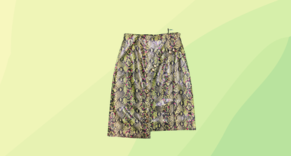 Aje Serpentine Vegan Leather Midi Skirt RRP $395 - Size 12 - Green Snake Effect