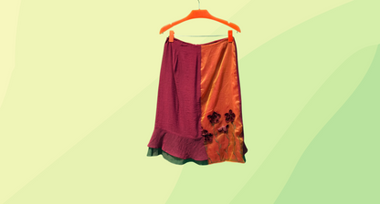 Andiamo Silk Skirt - Size 12 - Red/Orange