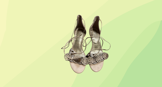 Django & Juliette Lace Up Heels - Size 37 - Beige/Rose Gold