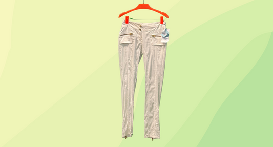 Carla Carini Pants Gold Zips RRP $452 - Size 40 - White