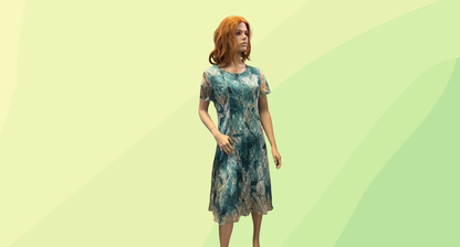 Noni B Printed Lace Dress RRP $179.99 - Size 16 - Dusty Turquoise